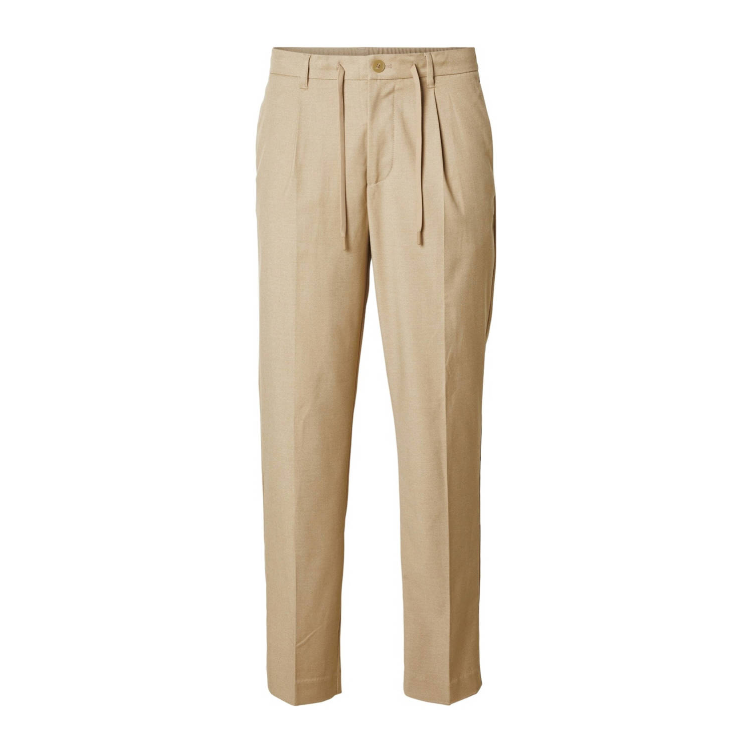 Selected Homme Tapered fit stoffen broek met bandplooien model 'LEROY'