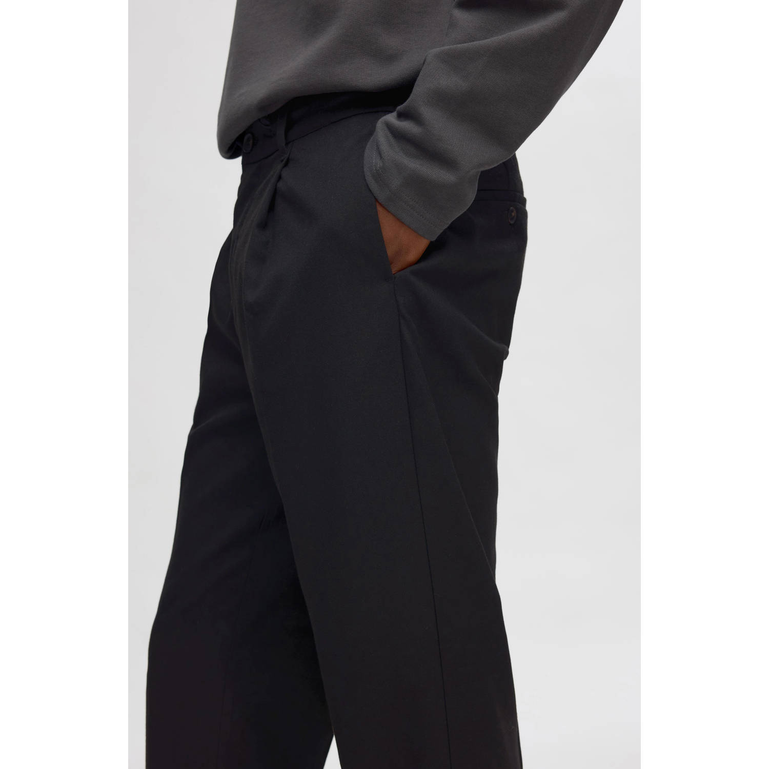 SELECTED HOMME tapered fit broek LEROY zwart