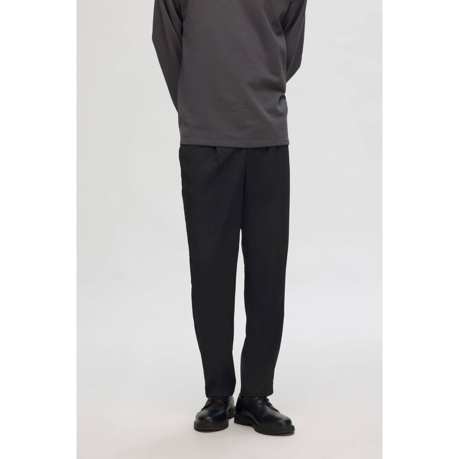 SELECTED HOMME tapered fit broek LEROY zwart