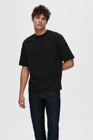 loose fit T-shirt SLHLOOSEOSCAR zwart