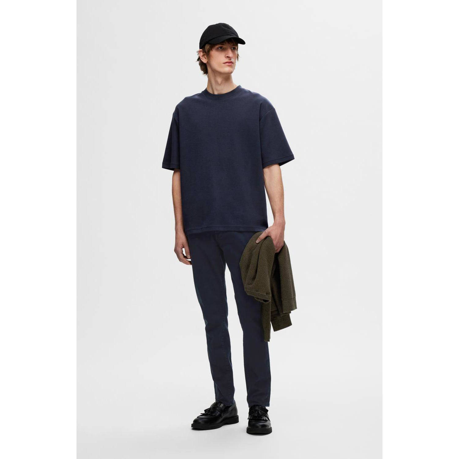 SELECTED HOMME Heren Polo's & T-shirts Slhlooseoscar Ss O-neck Tee Noos Donkerblauw