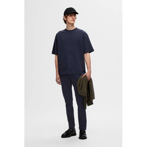 SELECTED HOMME loose fit T-shirt SLHLOOSEOSCAR donkerblauw afbeelding
