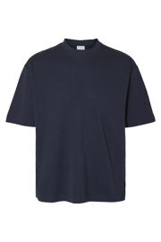 thumbnail: Selected loose fit T-shirt SLHLOOSEOSCAR donkerblauw