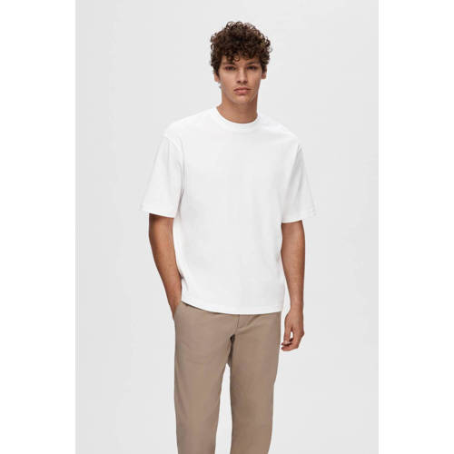 SELECTED HOMME loose fit T-shirt SLHLOOSEOSCAR wit afbeelding
