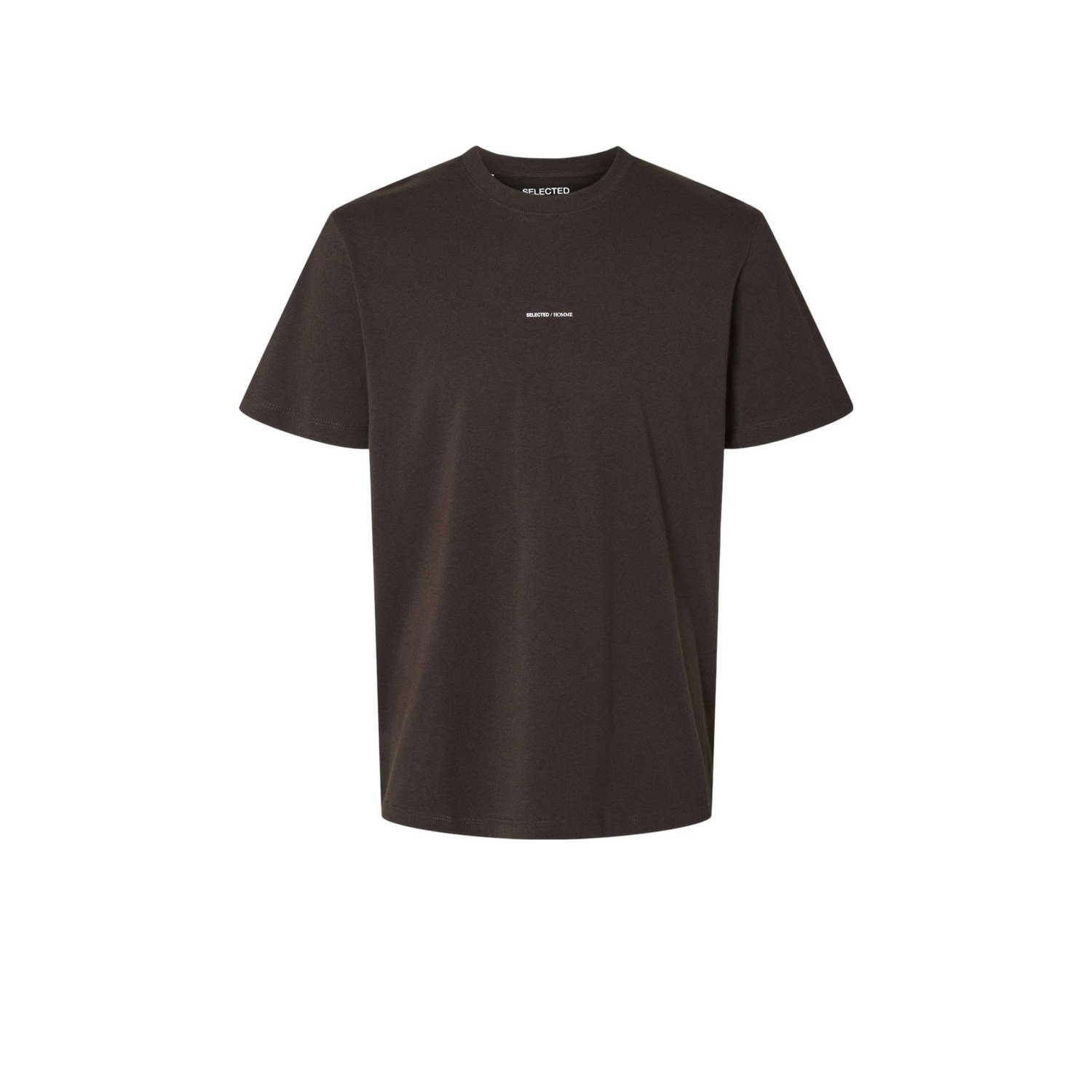 SELECTED HOMME T-shirt SLHASPEN met printopdruk chocolate torte