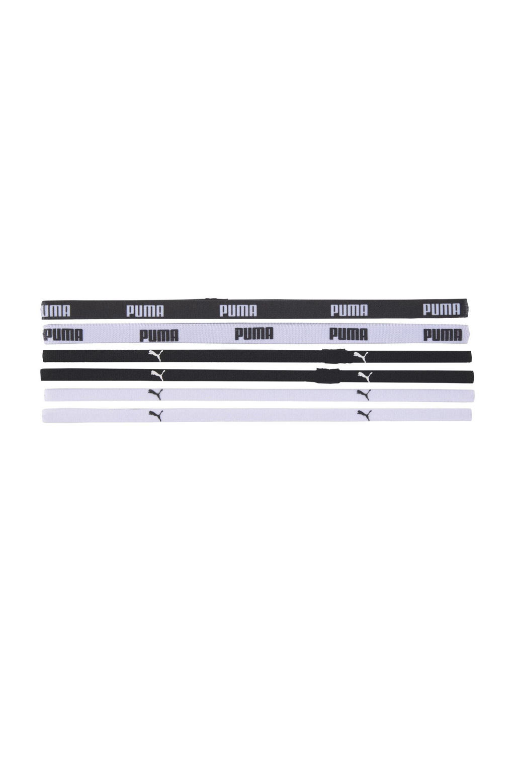Puma   haarbandjes - set van 6 zwart/wit