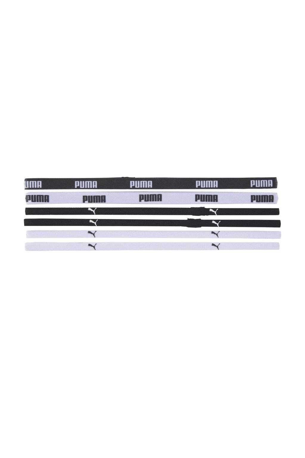 Puma haarbandjes - set van 6 zwart/wit