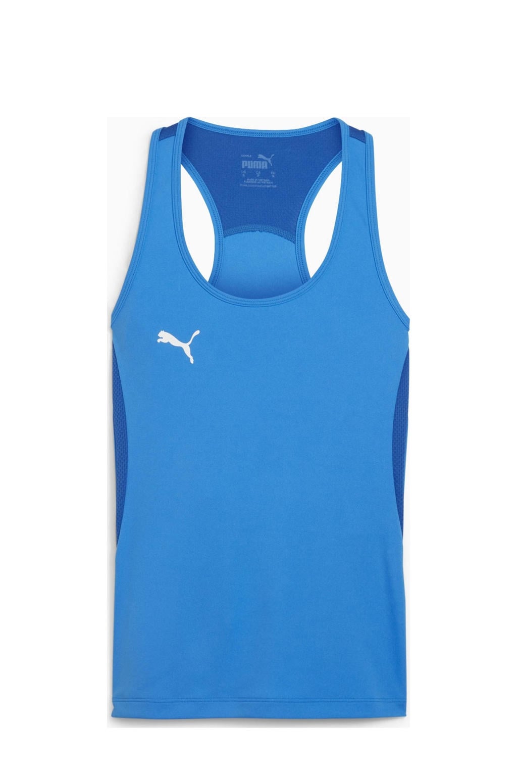 Blauwe dames Puma sporttop van polyester met effen en ronde hals