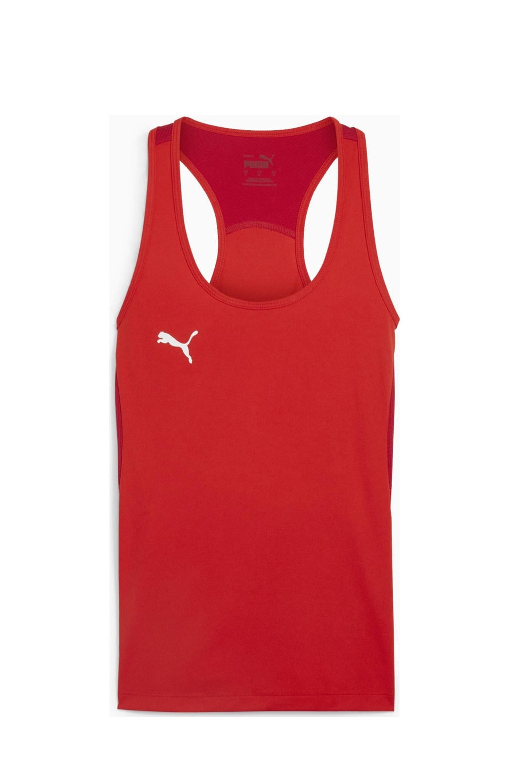 Rode dames Puma TeamGOAL tennistop van polyester met effen en ronde hals