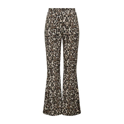 ONLY high waist flared broek ONLANNA met panterprint bruin/ zwart afbeelding