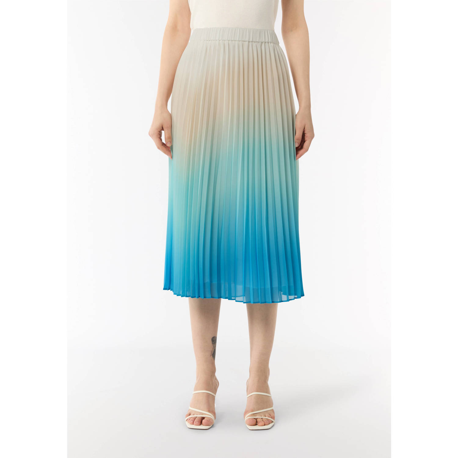 comma dip-dye midi rok blauw ecru