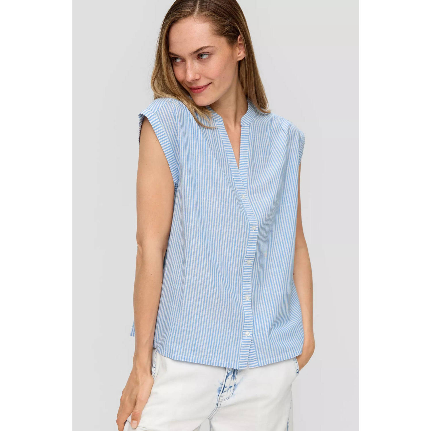 s.Oliver gestreepte blouse blauw wit
