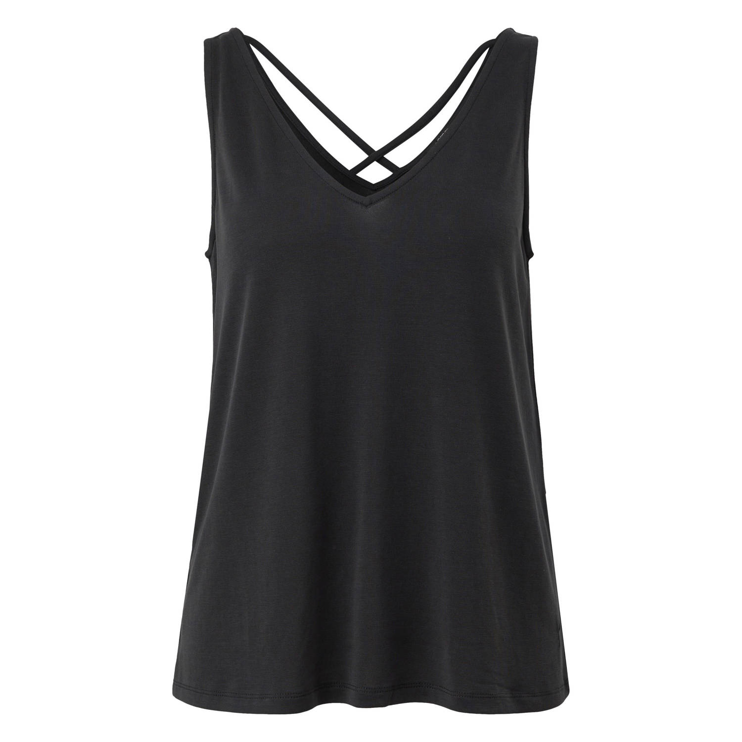 Comma top met open rug zwart