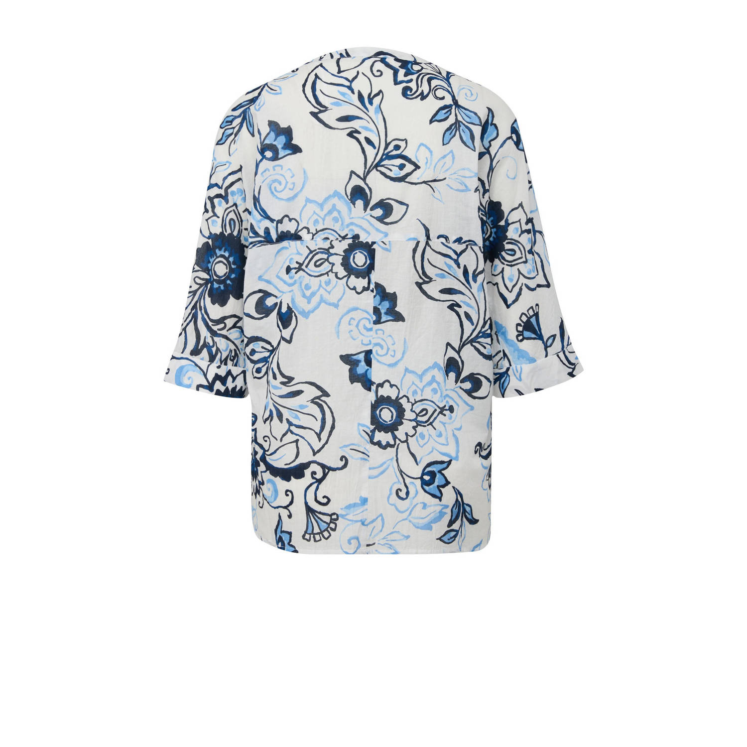 s.Oliver blouse met all over print blauw wit