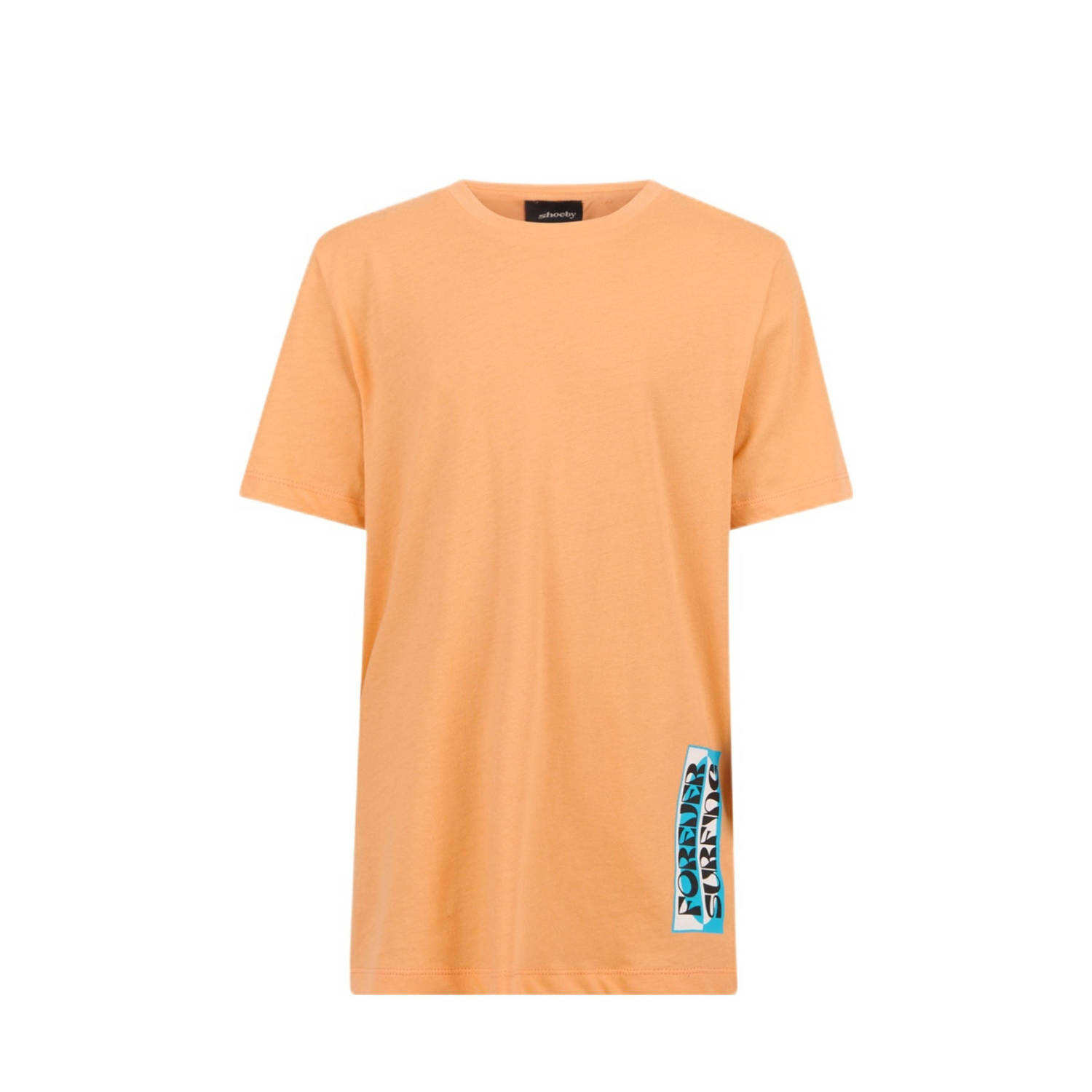 Shoeby T-shirt met backprint oranje Jongens Katoen Ronde hals Backprint 110 116