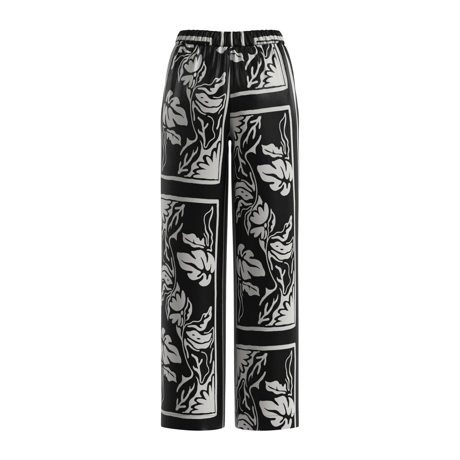 s.Oliver BLACK LABEL straight fit broek met all over print zwart ecru