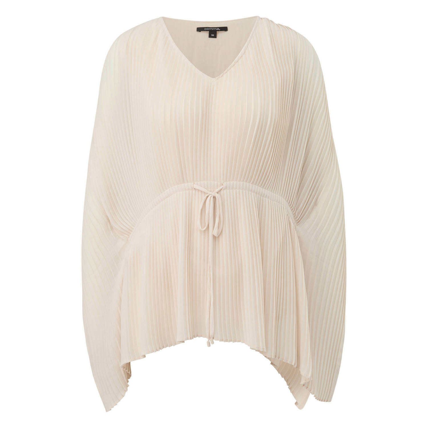 Comma Geplooide Tuniek met V-Hals Beige Dames