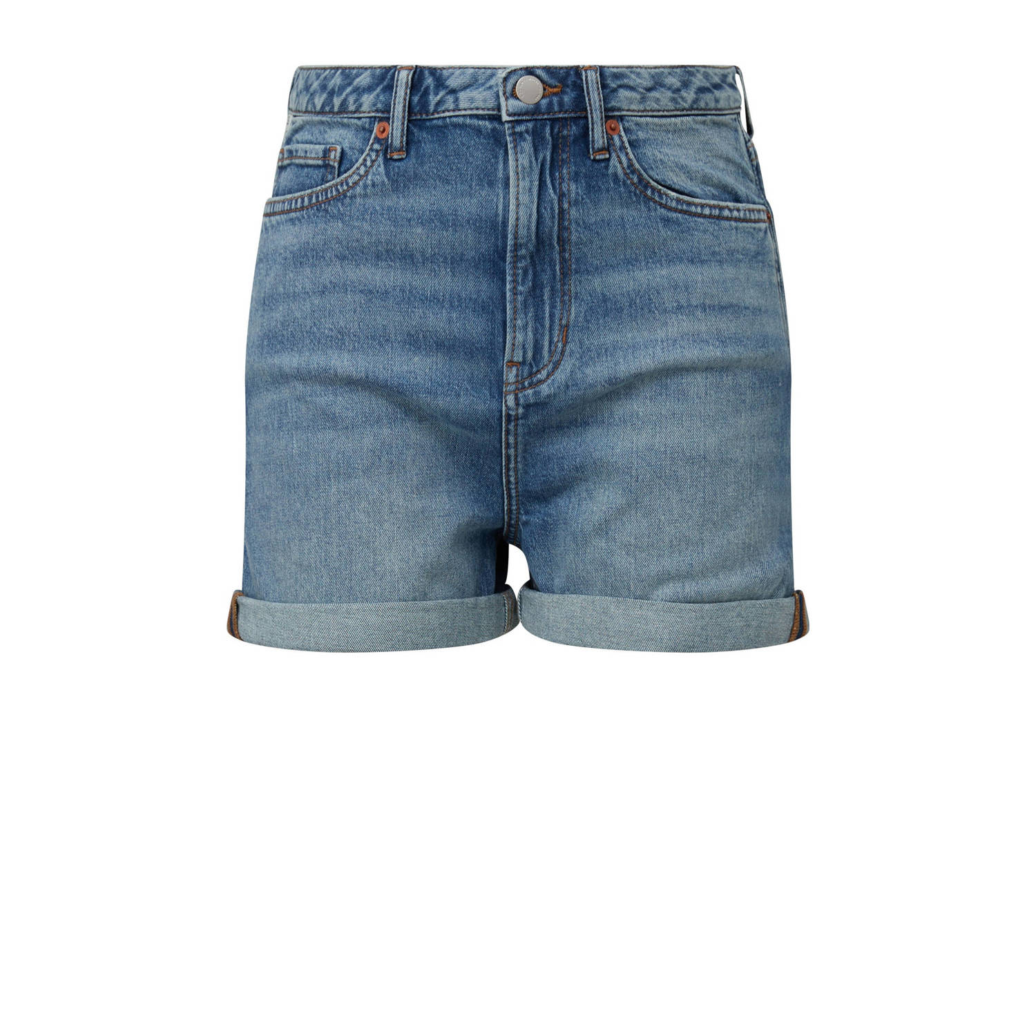Q S by s.Oliver high waist straight fit denim short light blue denim