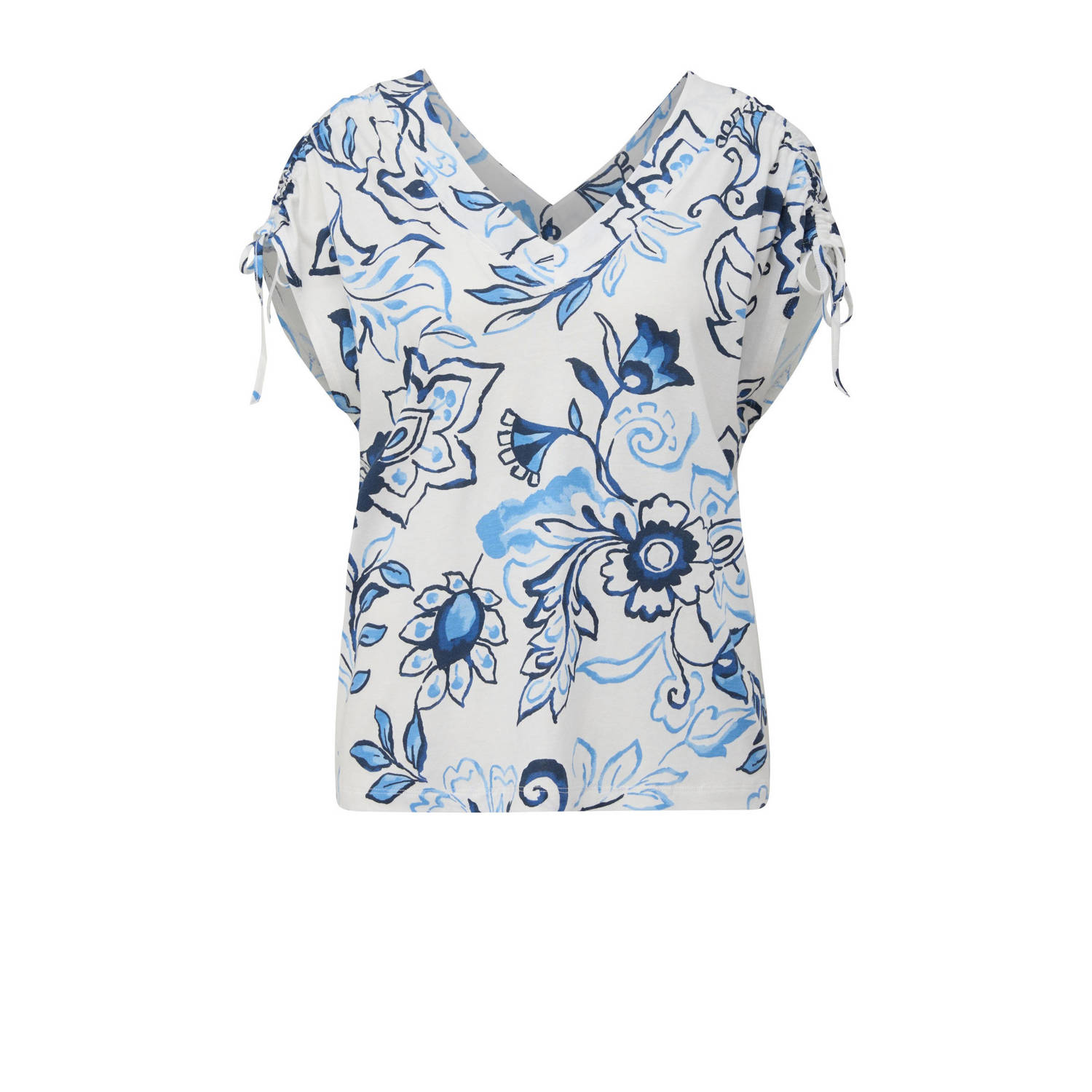S.Oliver top met all over print ecru blauw