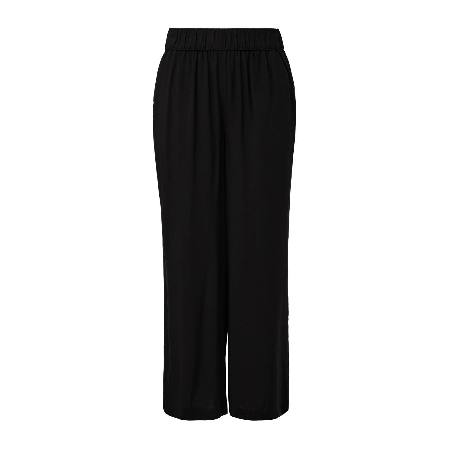 s.Oliver cropped high waist wide leg culotte zwart