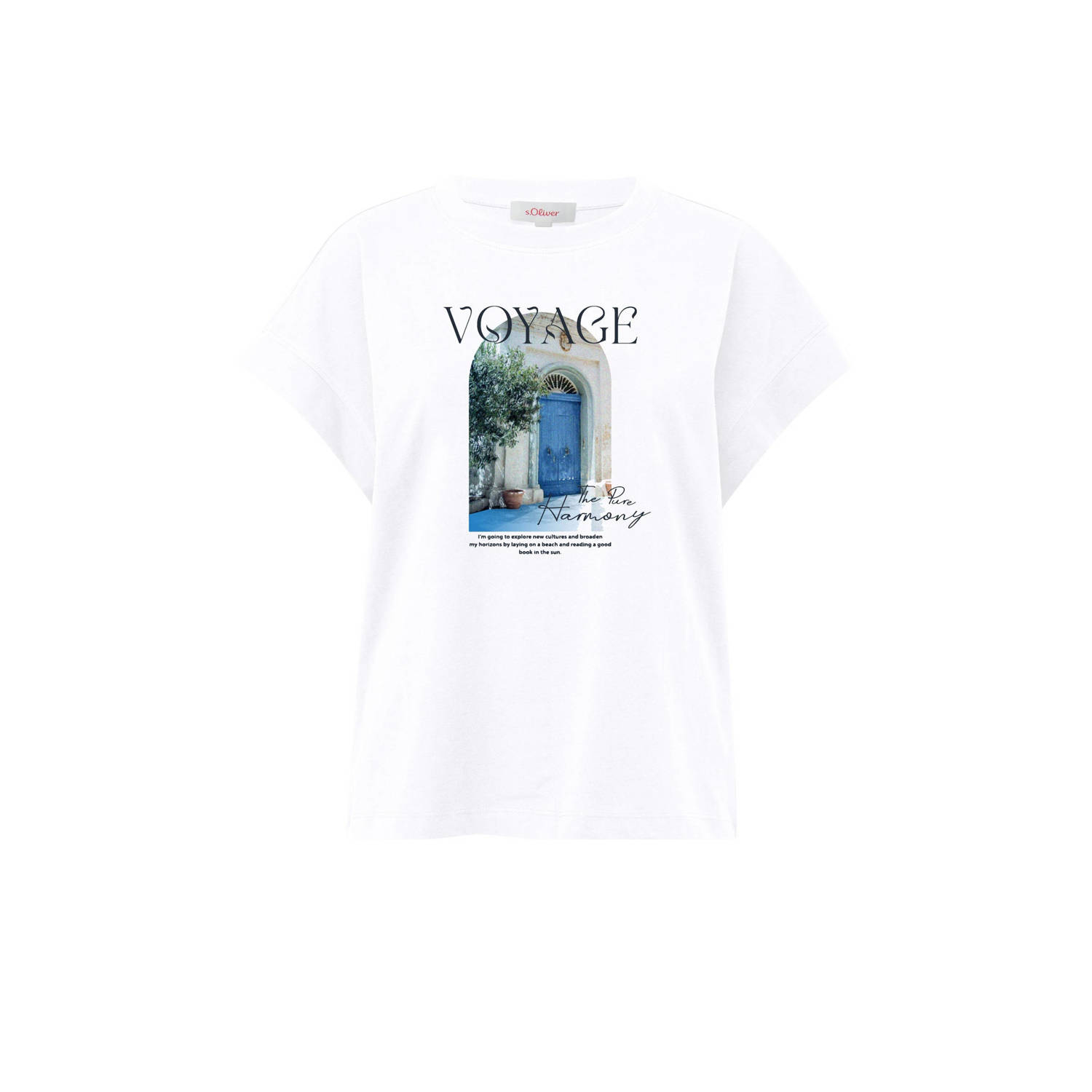 s.Oliver T-shirt met printopdruk wit blauw