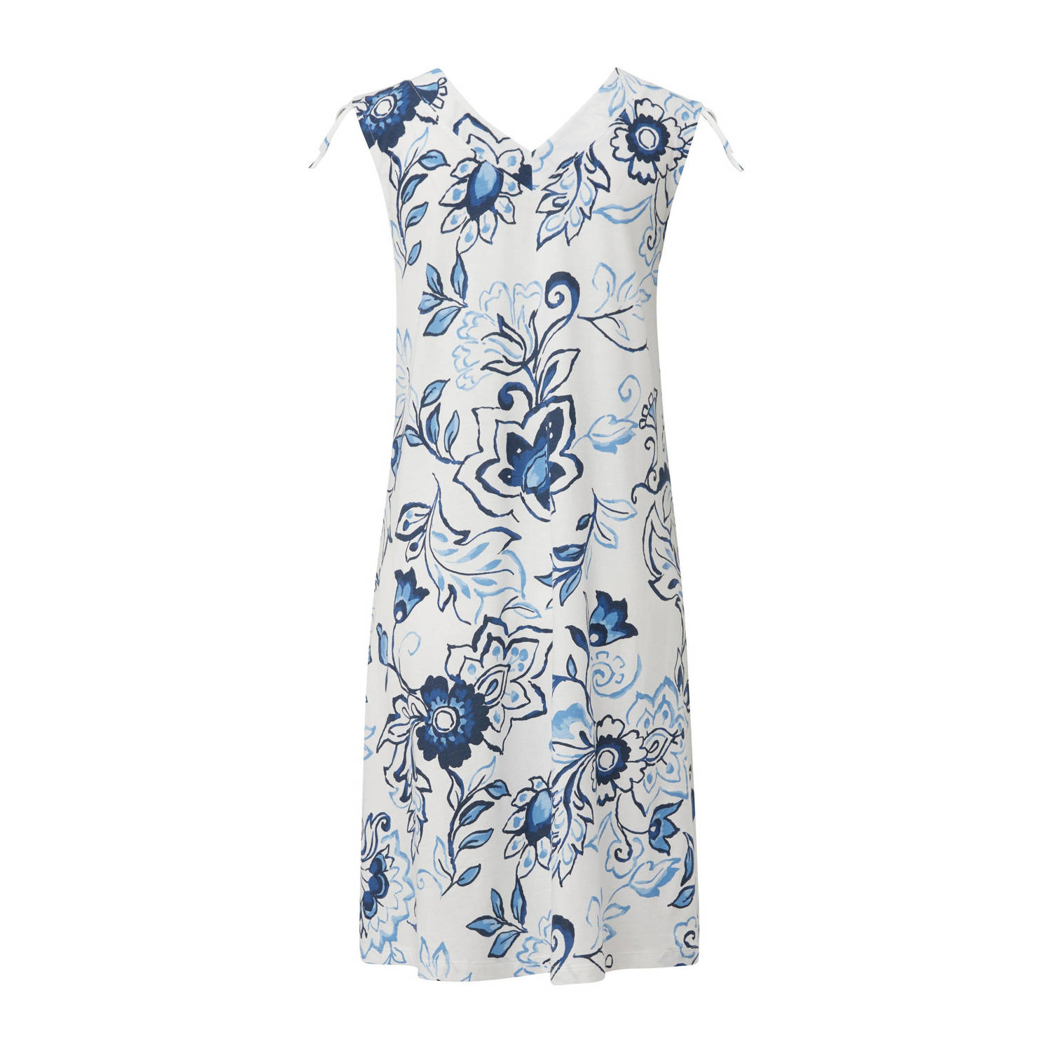 s.Oliver A-lijn jurk met all over print ecru blauw