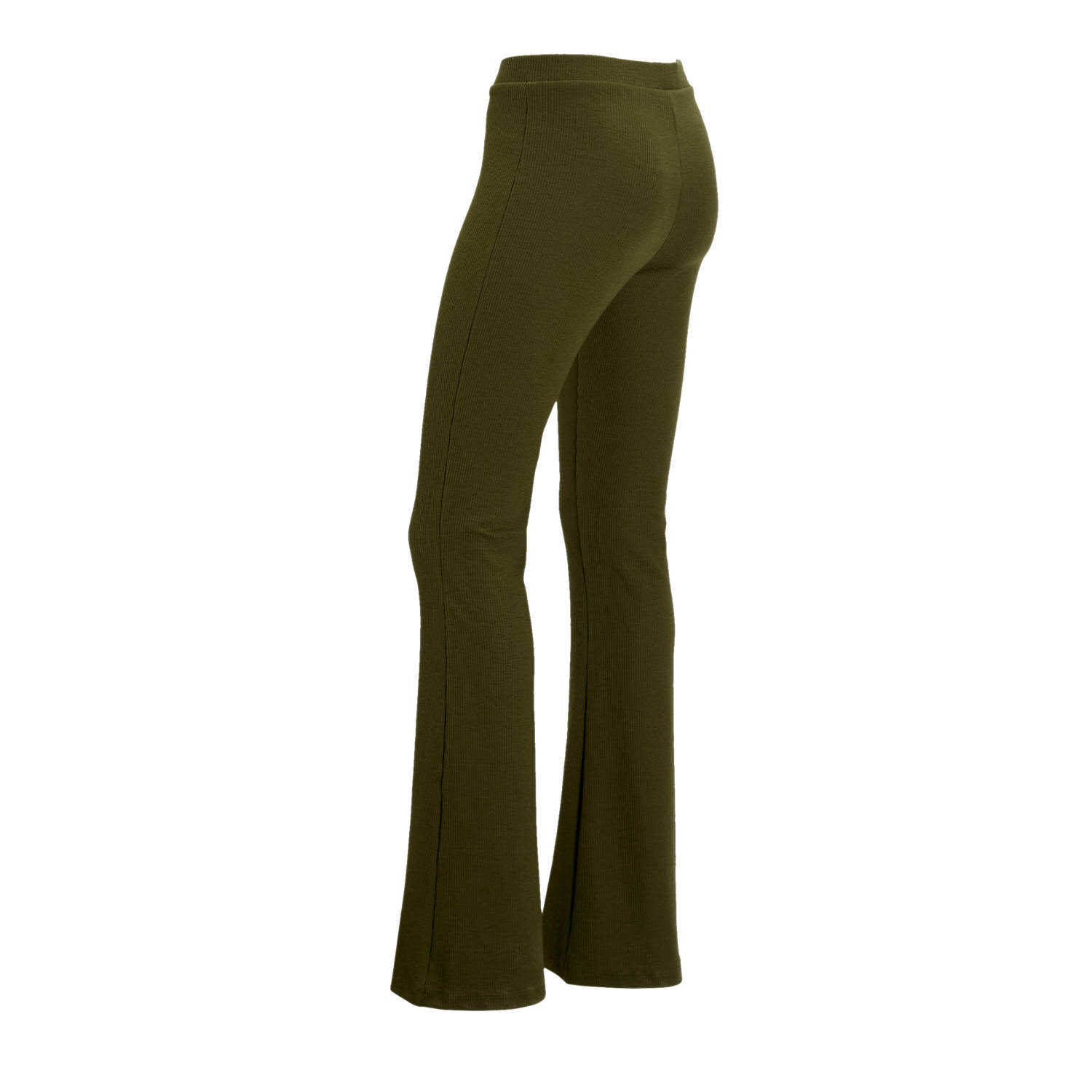 anytime flared broek met textuur olijfgroen