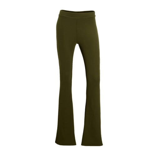 anytime flared broek met textuur olijfgroen afbeelding