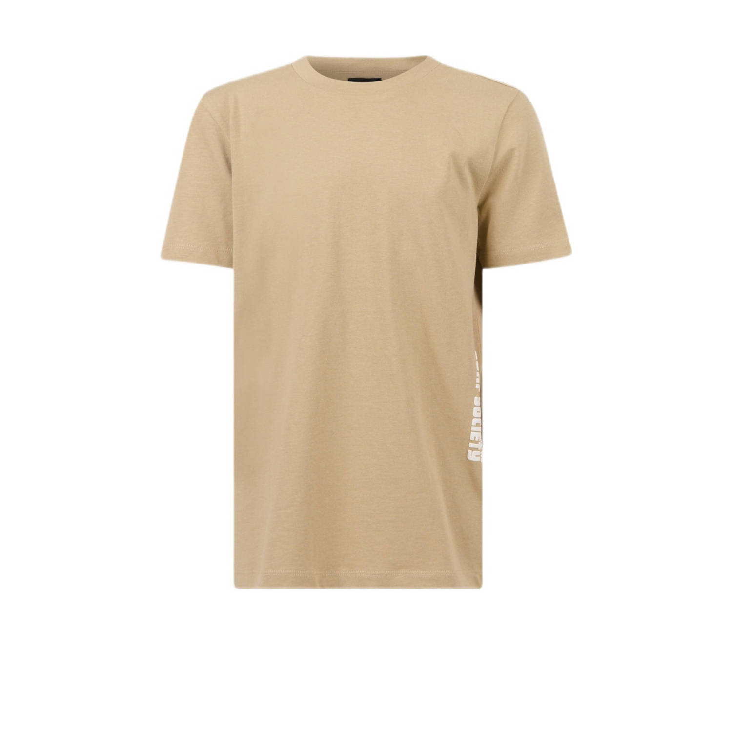 Shoeby T-shirt met printopdruk zand Beige Jongens Katoen Ronde hals Printopdruk 170 176