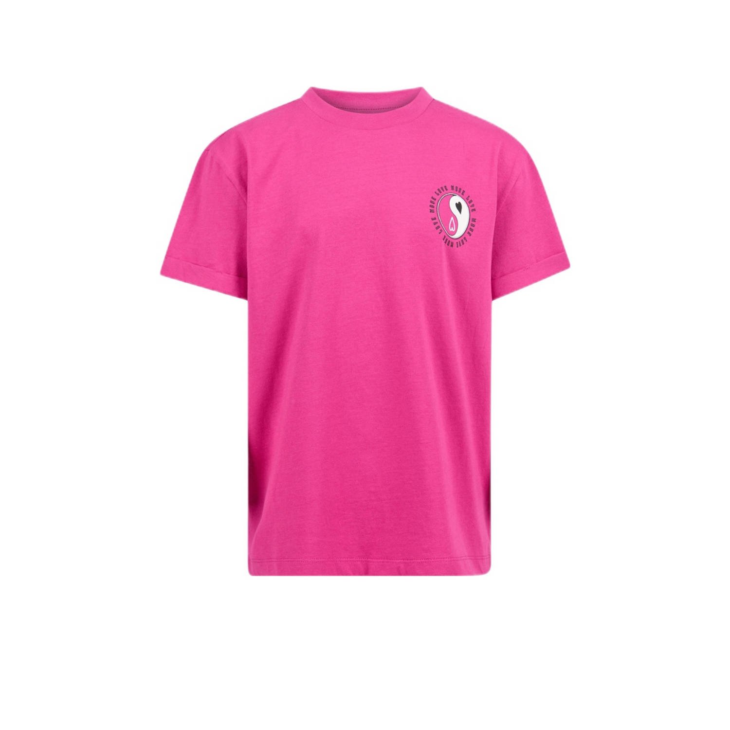 Shoeby T-shirt met printopdruk roze Meisjes Katoen Ronde hals Printopdruk 146 152