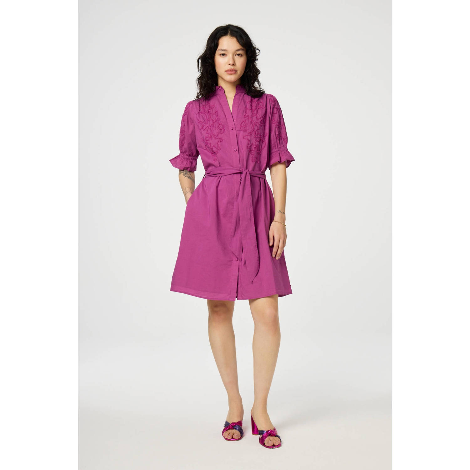 Fabienne Chapot Paarse Sterrenborduurjurk Pink Dames