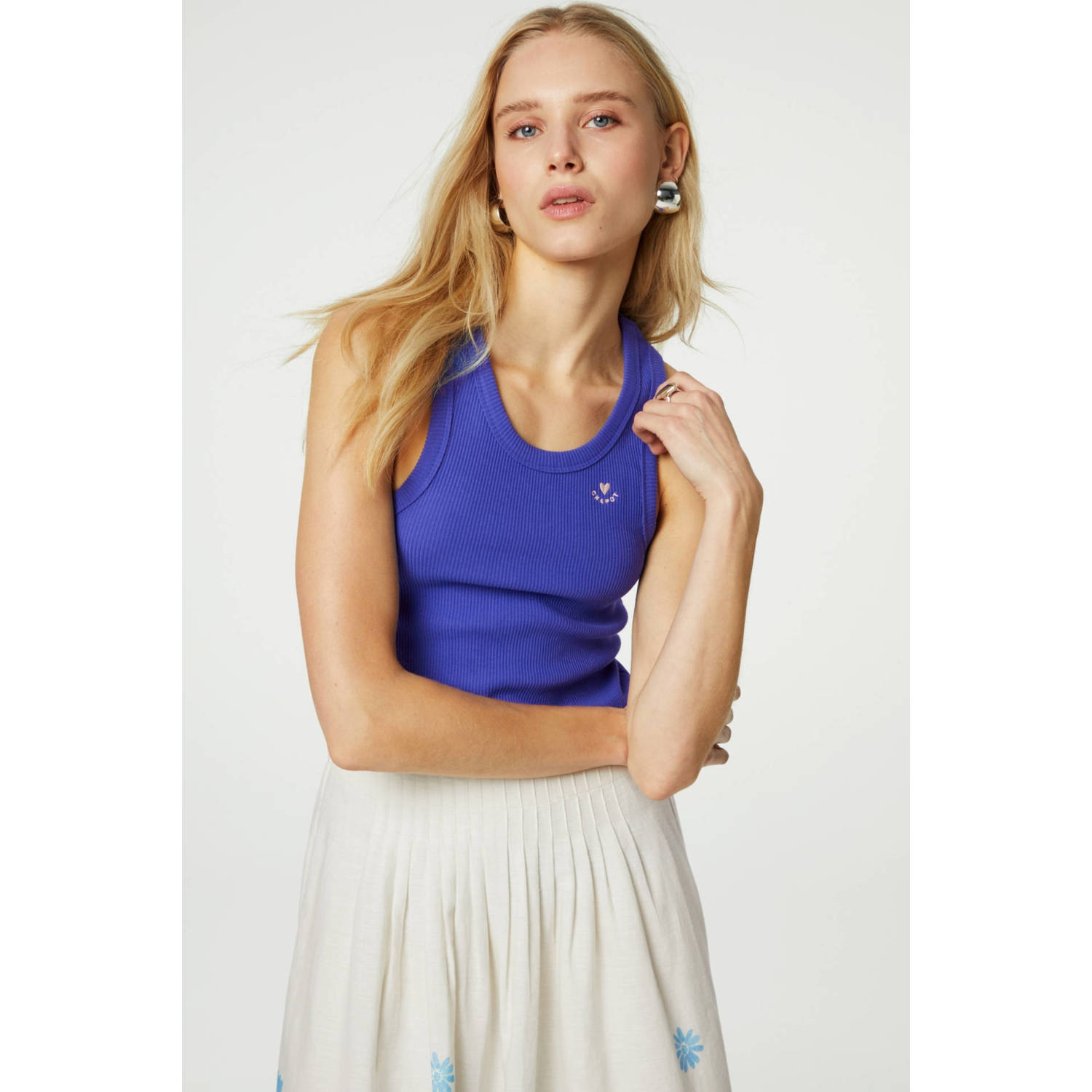 Fabienne Chapot ribgebreide top paars blauw