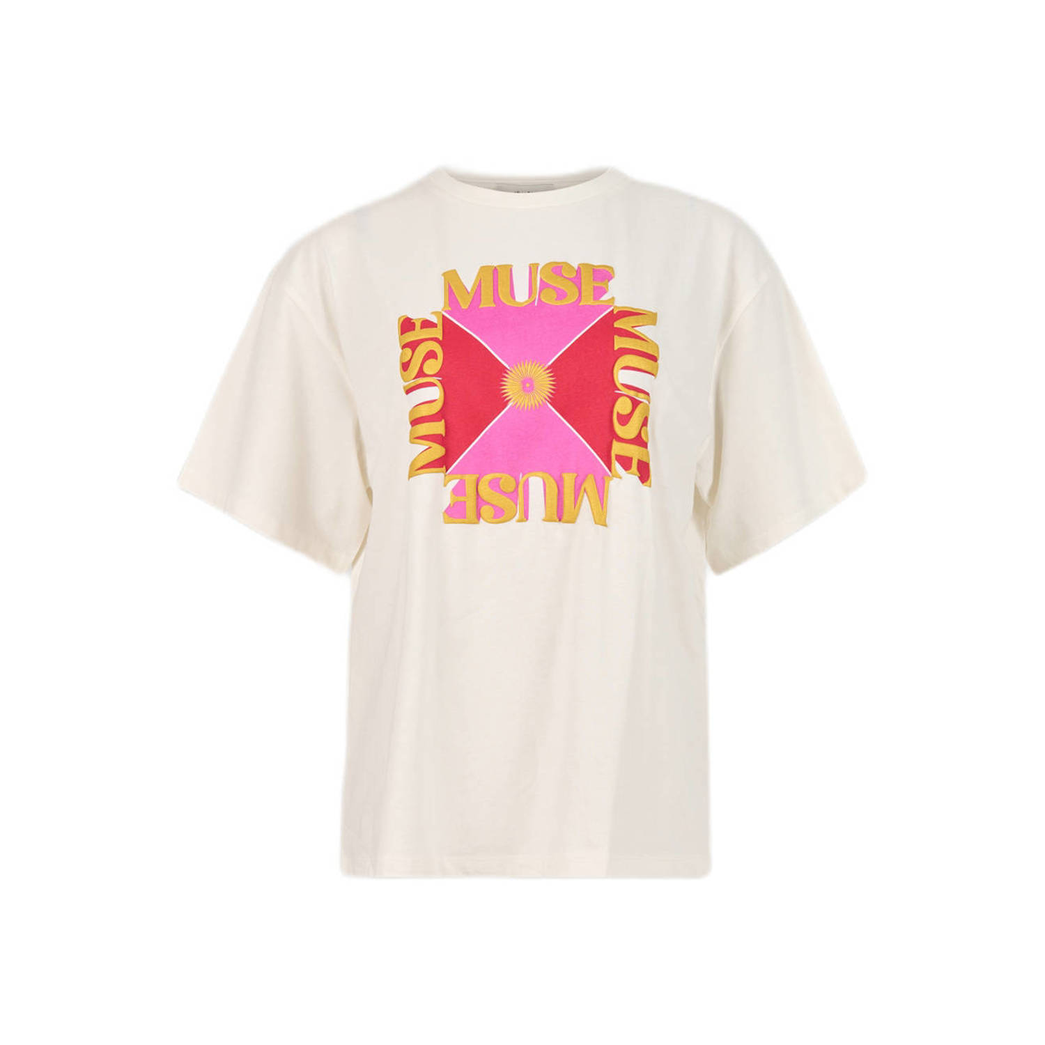 Shoeby T-shirt met printopdruk ecru roze geel