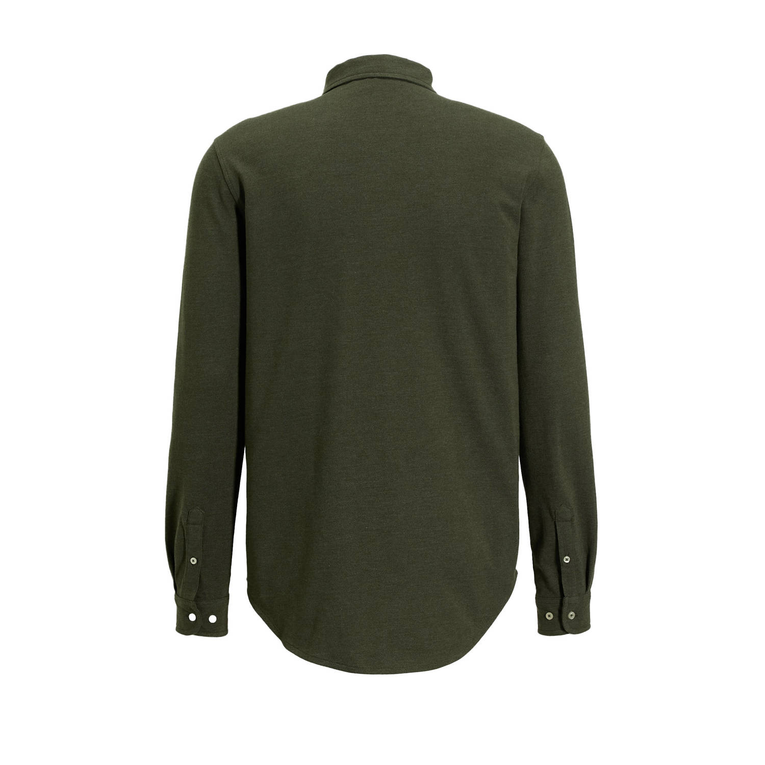 anytime piqué longsleeve overhemd khaki
