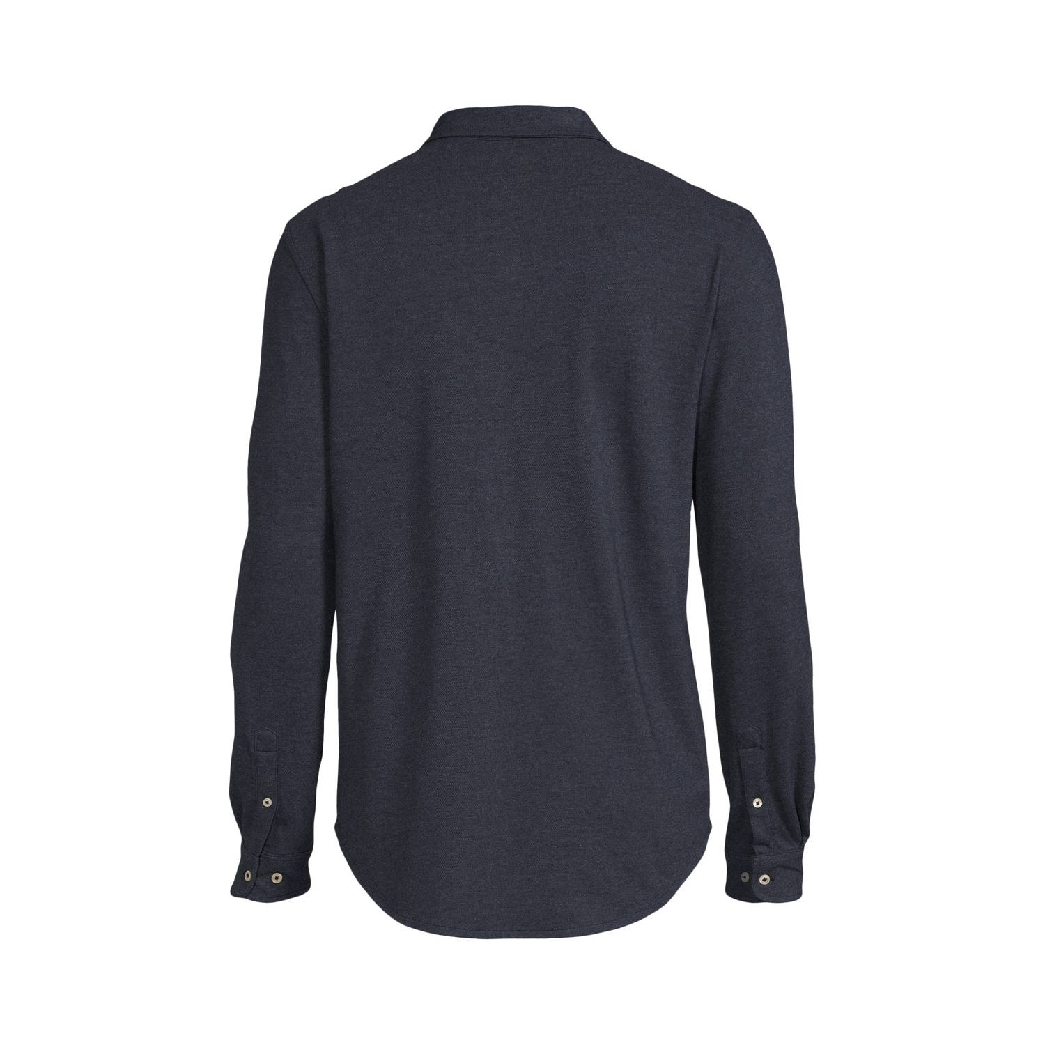 anytime piqué longsleeve overhemd marineblauw