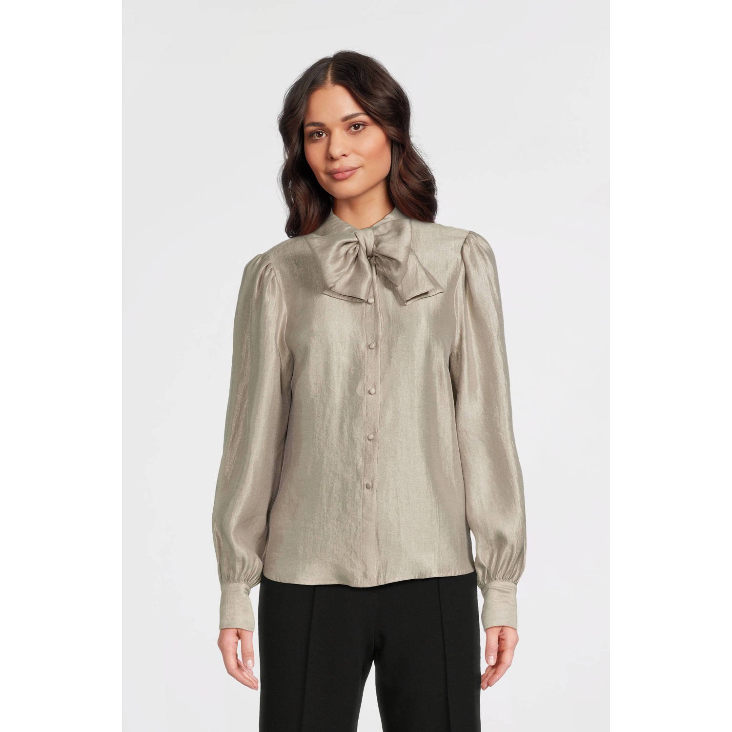 Aaiko Blouse lange mouw Veronne TIE Shimm Beige Dames
