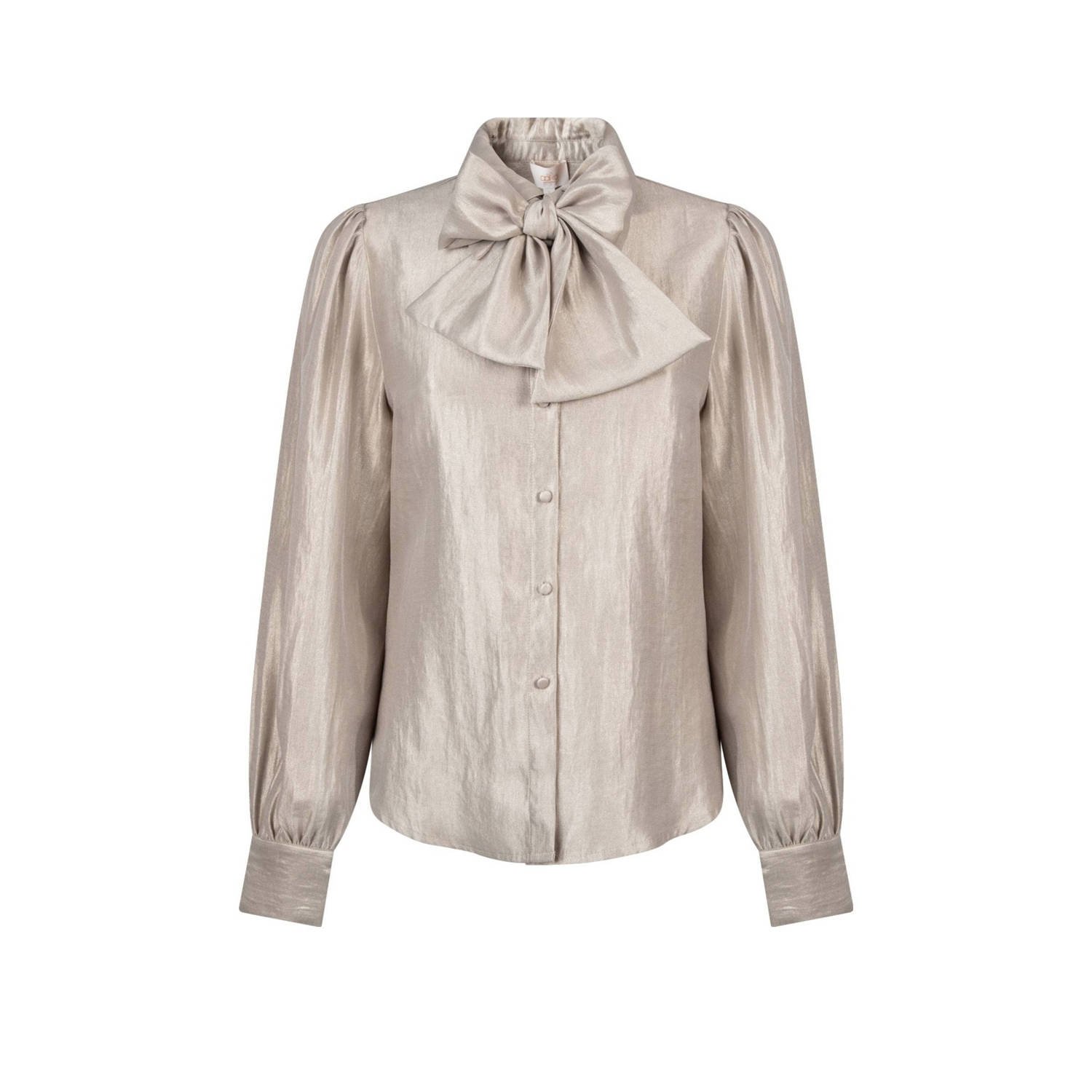 Aaiko Blouse lange mouw Veronne TIE Shimm Beige Dames