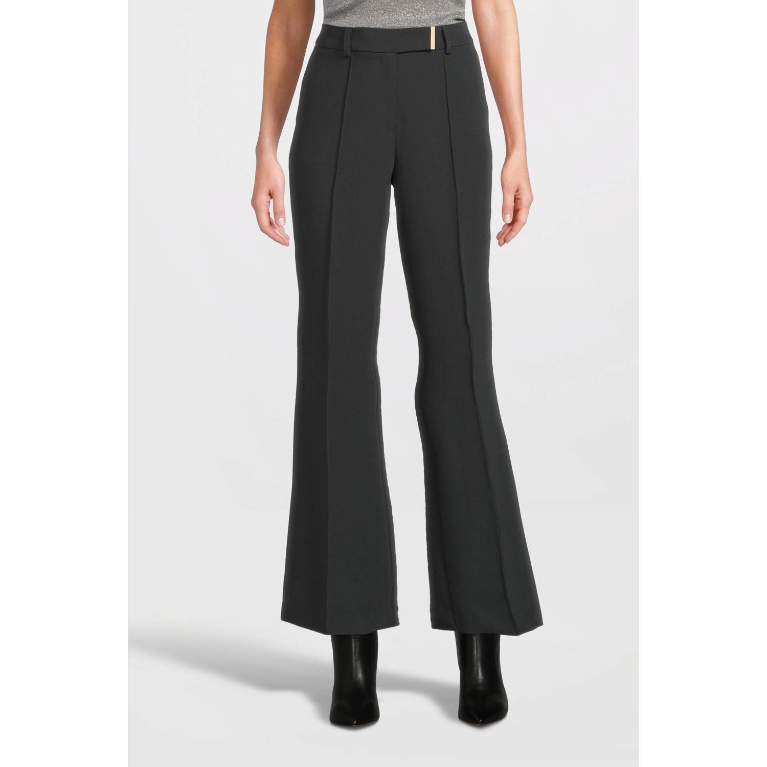 Aaiko wide leg pantalon Chantalle donkergroen