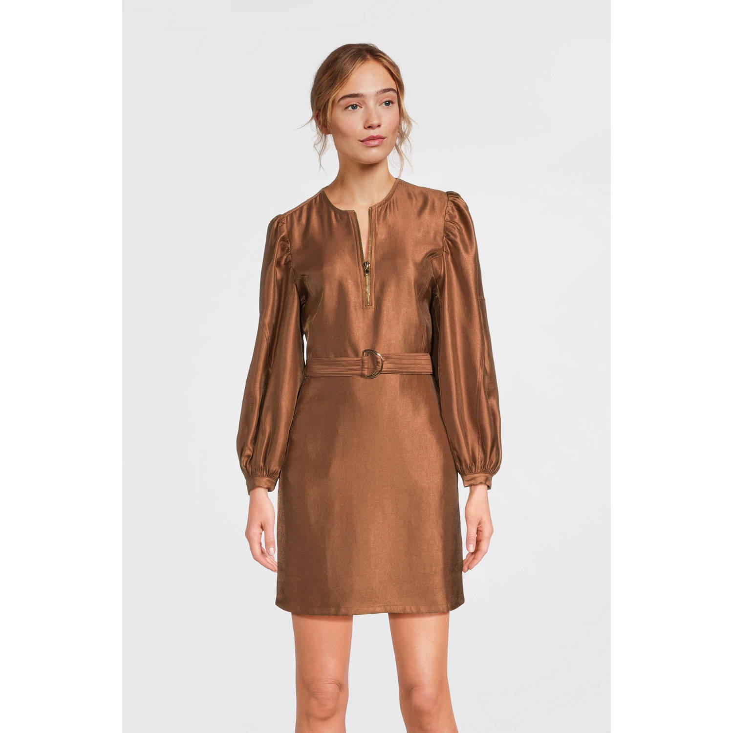 Aaiko Shine Twill Jurk Semira Stijl Brown Dames
