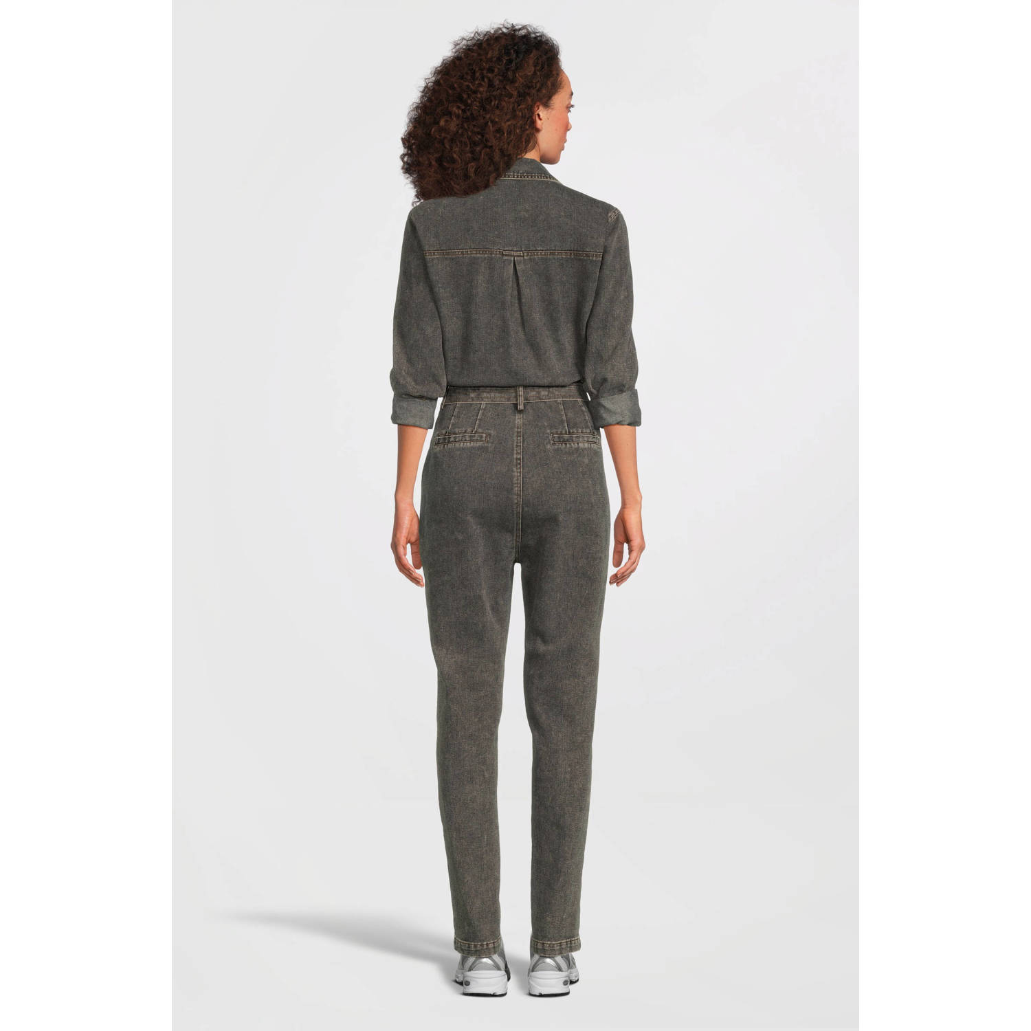 Aaiko jumpsuit met krijtstreep grijs ecru