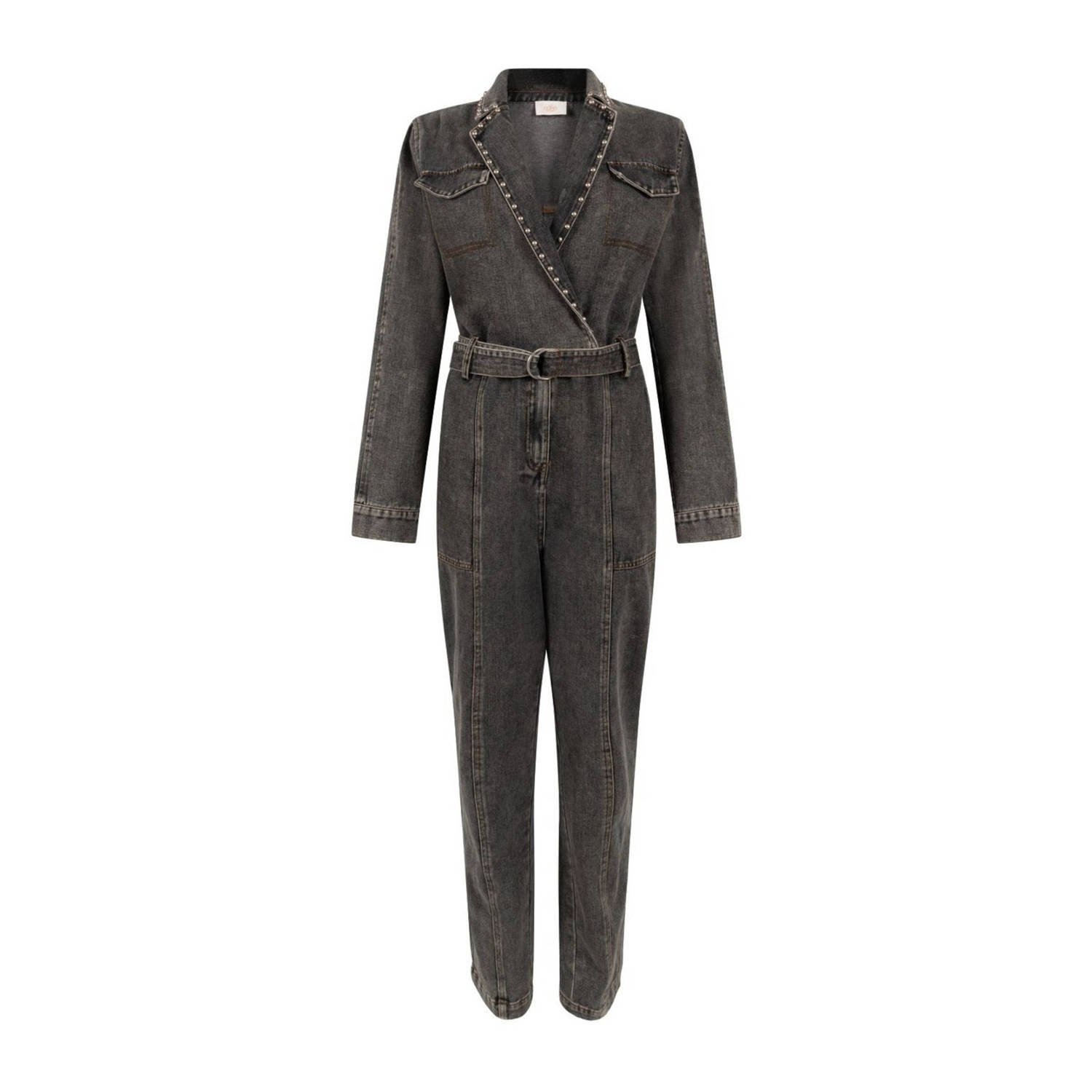 Aaiko jumpsuit met krijtstreep grijs ecru