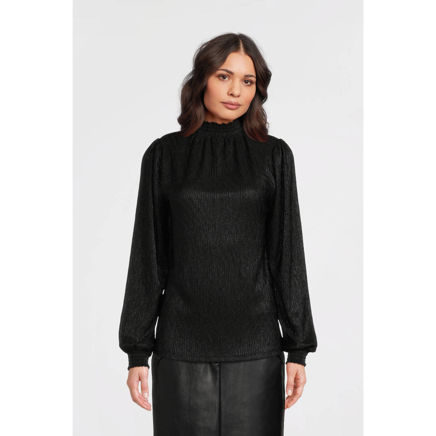 Aaiko Glanzende top Tory zwart