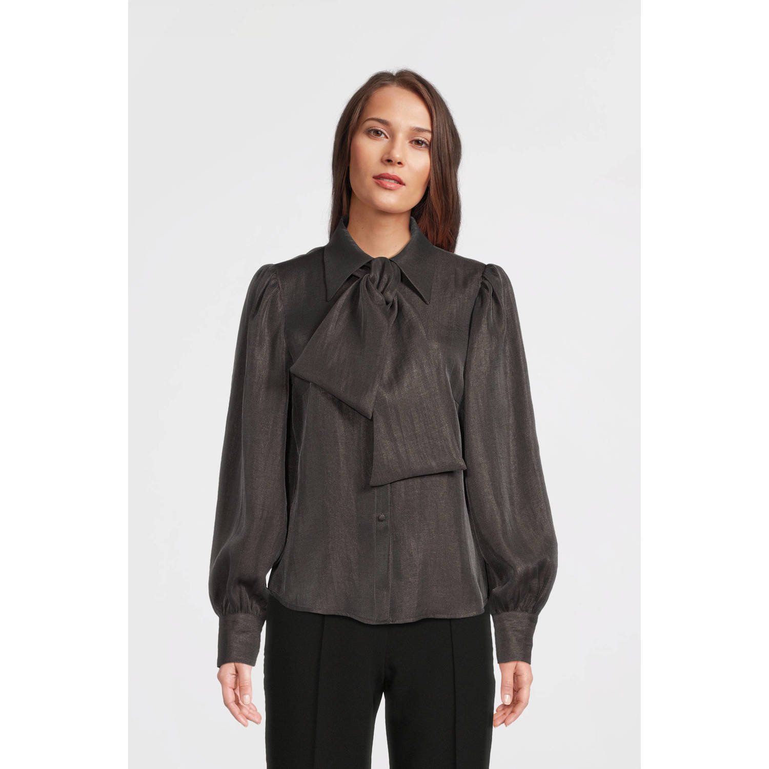 AAIKO Dames Blouses Veronne Tie Shimm Ray 517 Antraciet