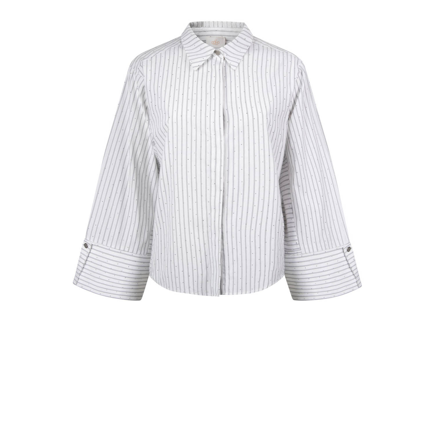 Aaiko Gestreepte blouse met strass steentjes Elda naturel