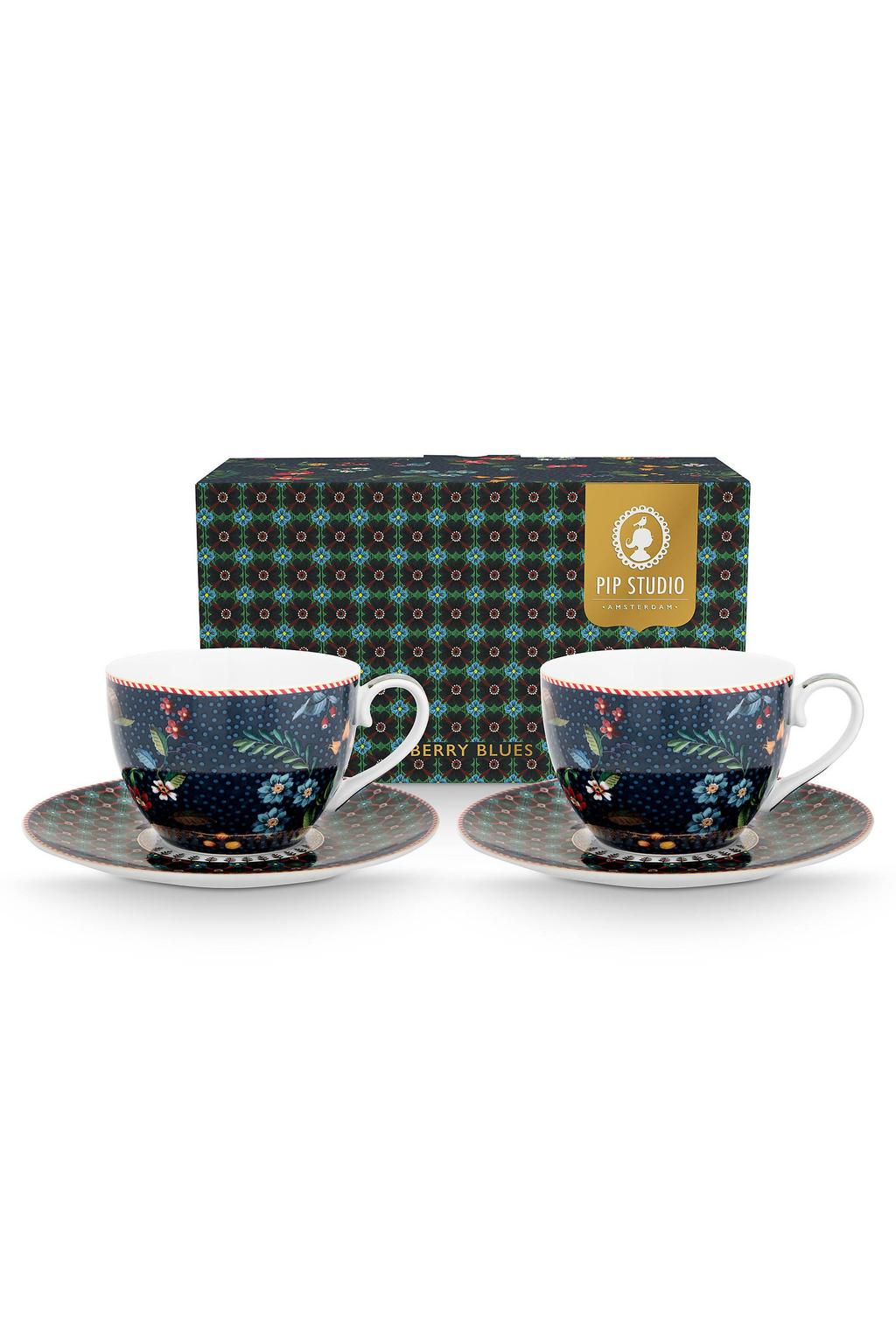 Pip Studio Berry Blues kop en schotel (280 ml) (set van 2)