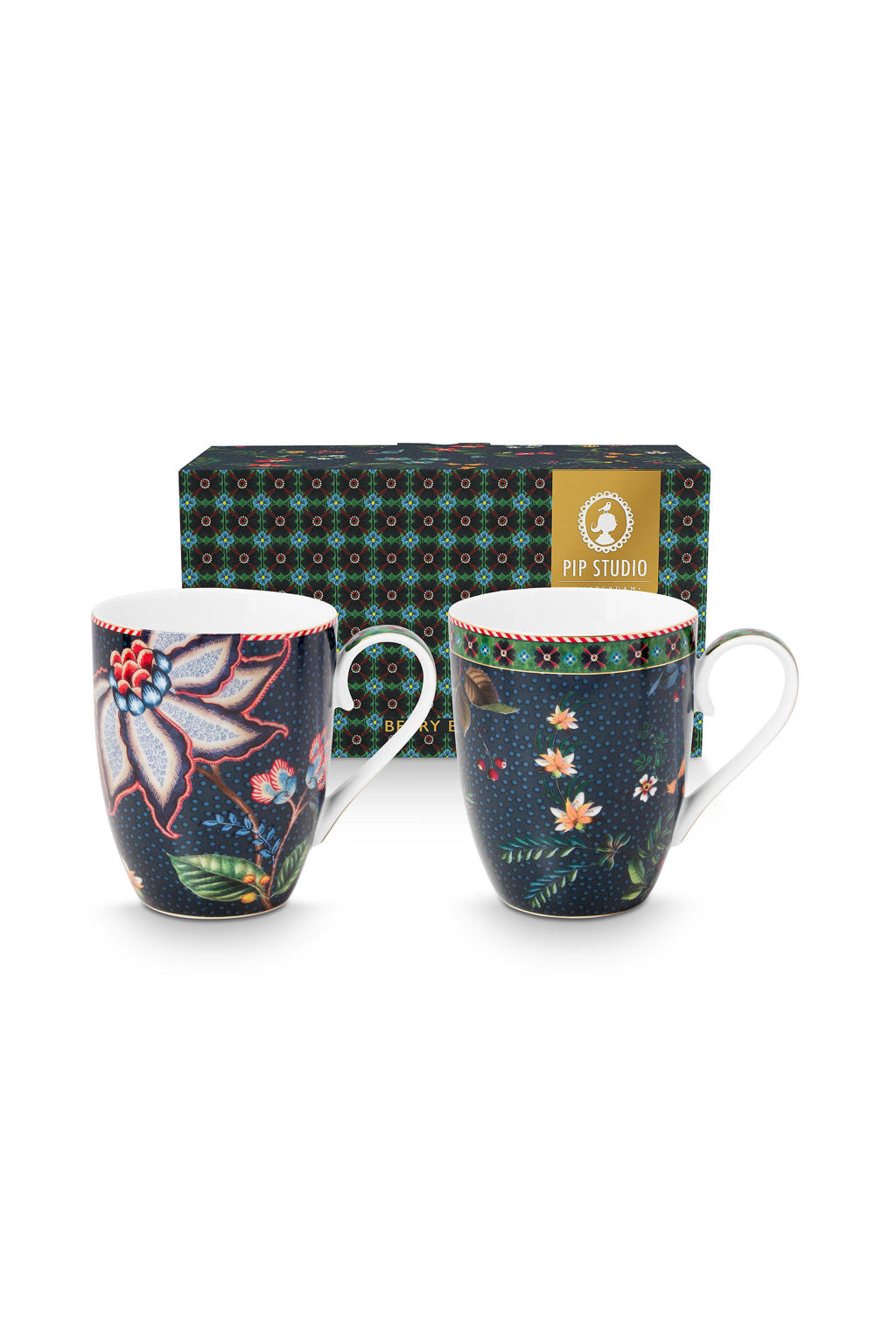 Pip Studio Berry Blues mok (350 ml) (Ø9 cm) (set van 2)