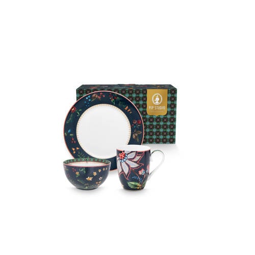 Pip Studio Berry Blues ontbijtset (3-delig) - Blauw
