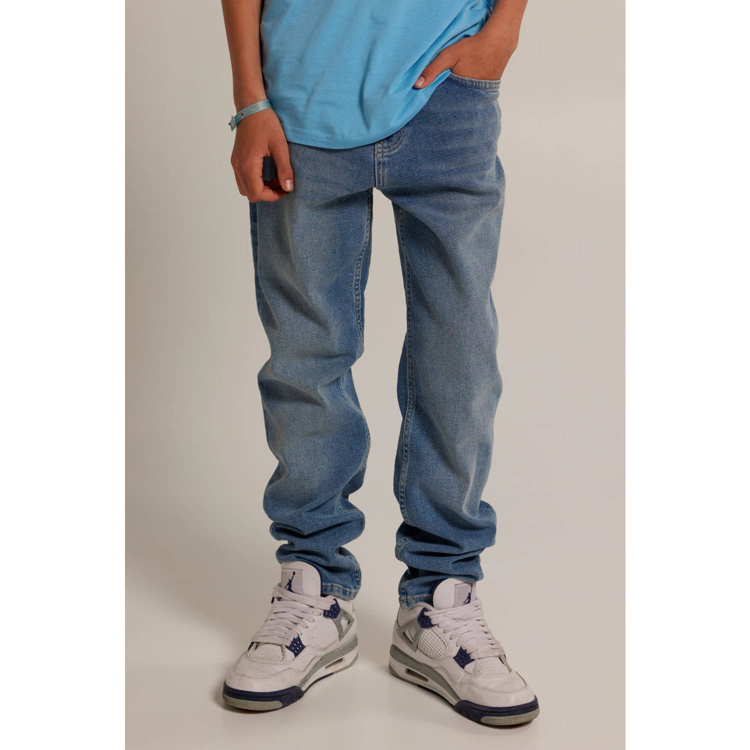 America Today regular fit jeans medium blue denim Blauw Effen 134 140
