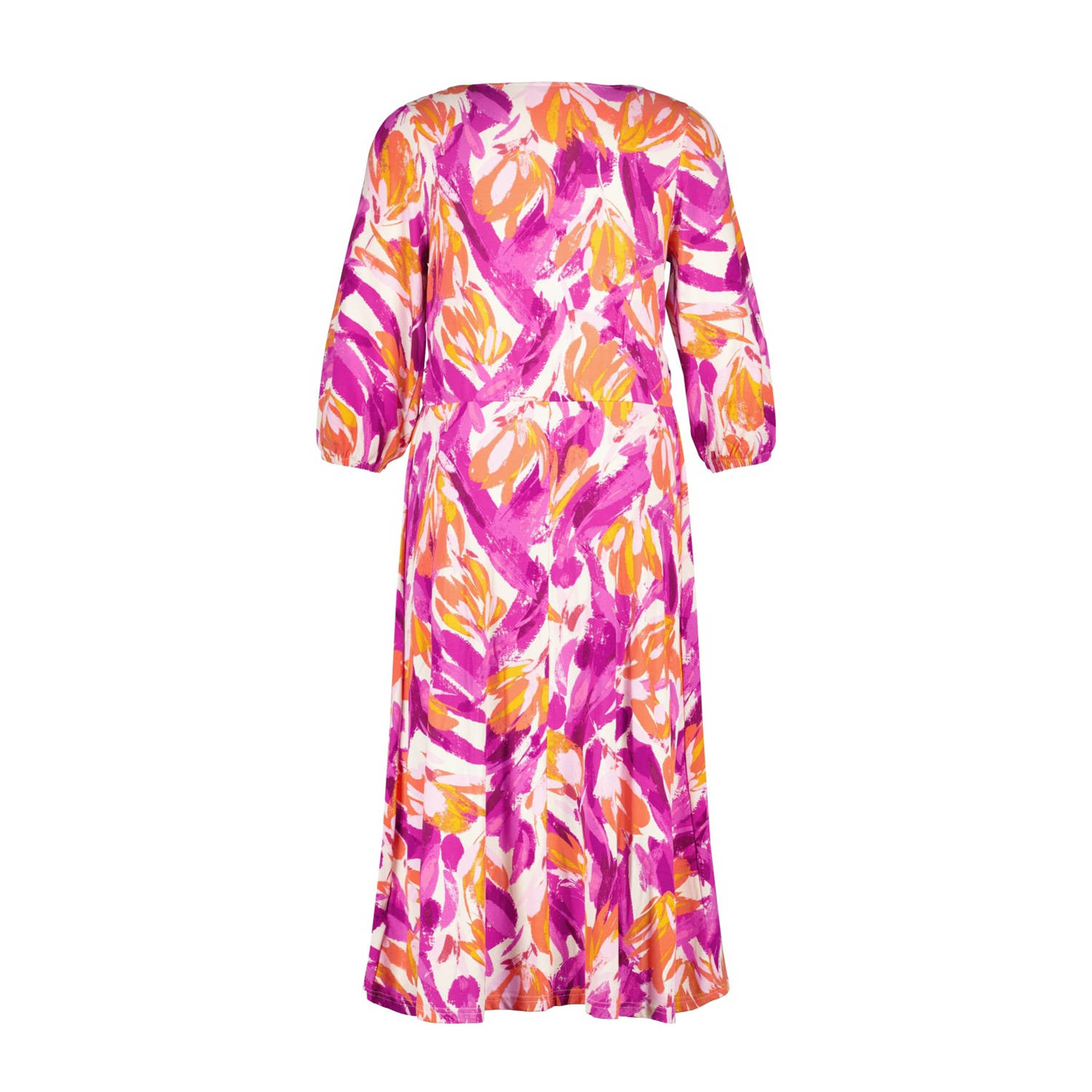 MS Mode jurk met all over print paars oranje ecru