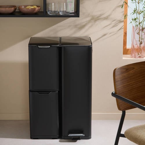 NOUS Living prullenbak - afvalscheiding (13L+17L+30L) - mat zwart - Mat zwart